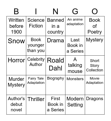 Literature Bingo Card