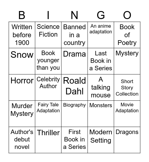 Literature Bingo Card