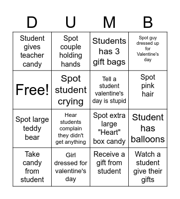 Valentine's Day Bingo Card