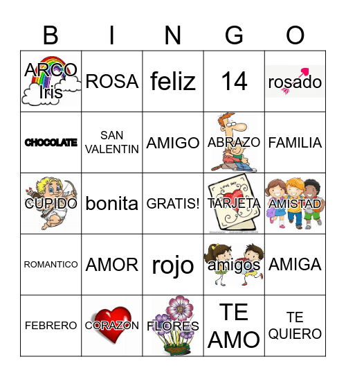 DIA DE AMOR Y AMISTAD Bingo Card