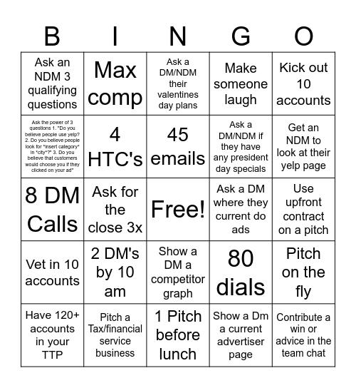 Valentines Bingo Card