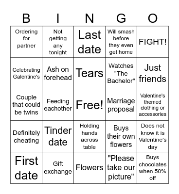 Valentine's Day Bingo Card