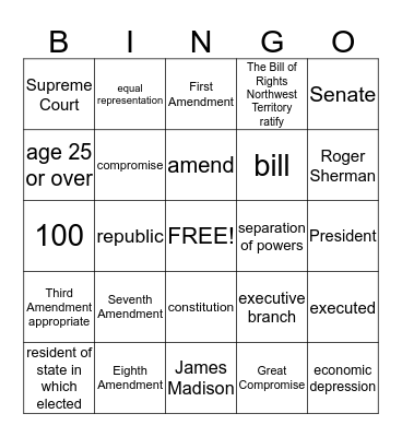 Constitution Bingo Card