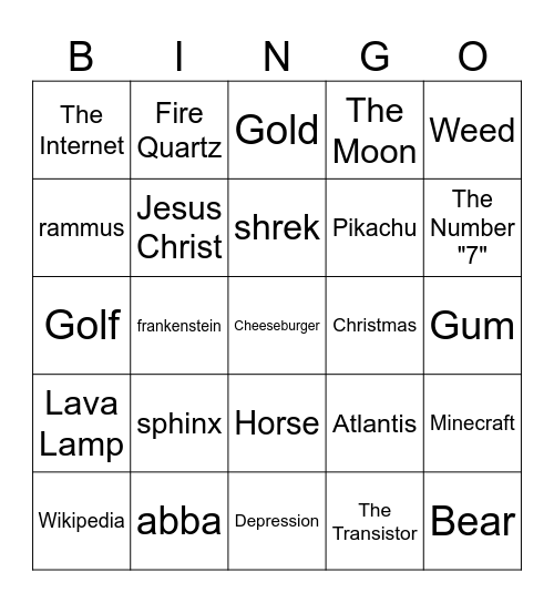 Infinite Craft Bingo Card
