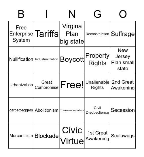 STAAR VOCABULARY Bingo Card