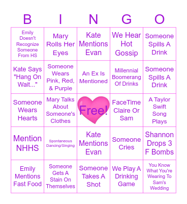 Loren's Galentines Bingo Card
