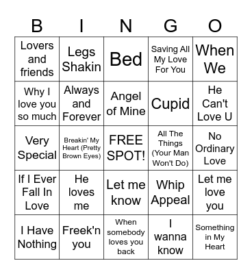 Valentine's Day Love Songs SET 2 Bingo Card
