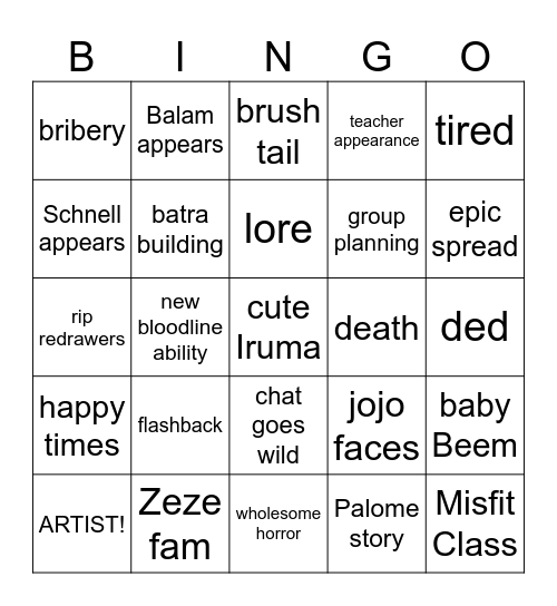 Palome Bingo Card