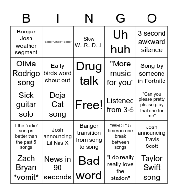 WRDL BINGO Card