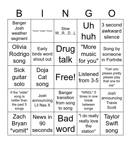 WRDL BINGO Card