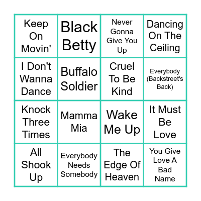 SMASH HITS Bingo Card