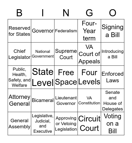 Sabrina's Bingo Card