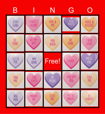 Valentines Day Bingo Card