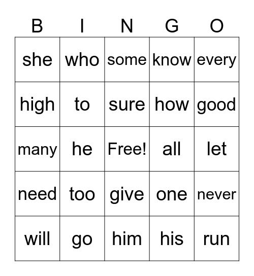 Sight Words (Blue) Bingo Card