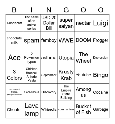 InfiniteCraft Bingo Card