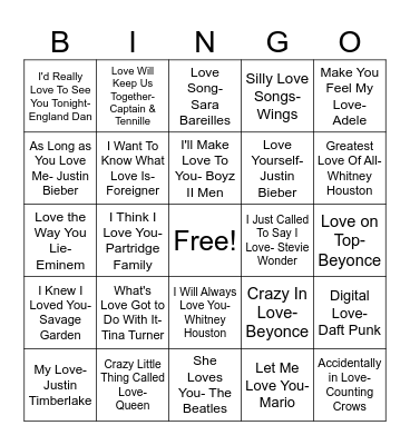 Valentine's Day BINGO Card