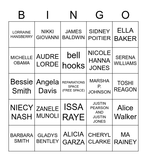 Black History Month: People Bingo Card