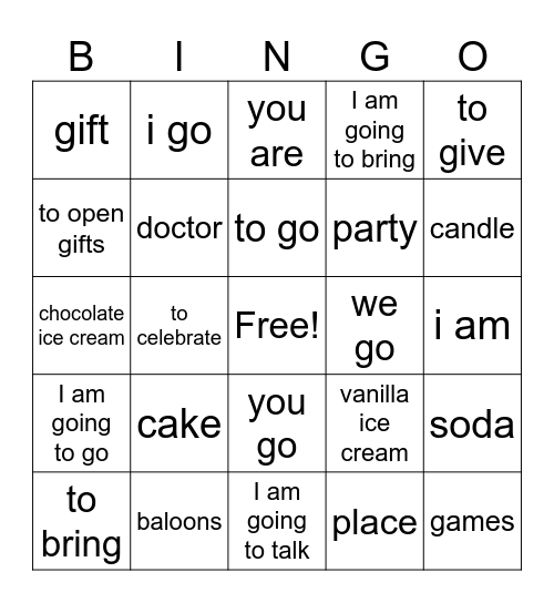 u6 Bingo Card