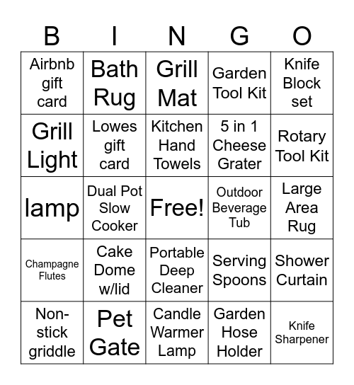 Julian + Meghan's Bespoken Bingo Card