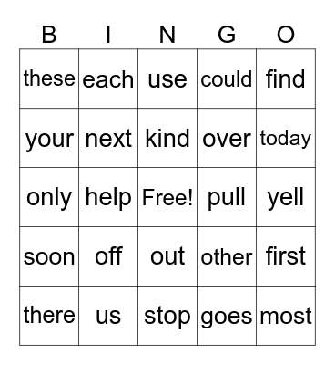 Sight Words (Blue) Bingo Card