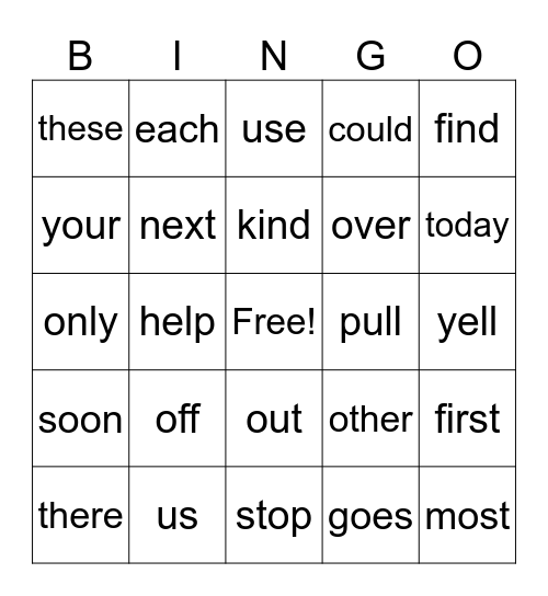 Sight Words (Blue) Bingo Card