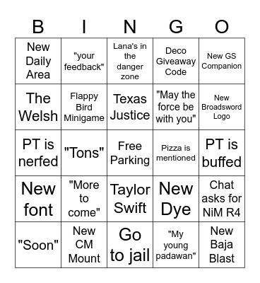 SWTOR Bingo Card