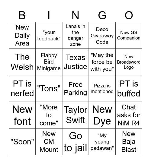 SWTOR Bingo Card