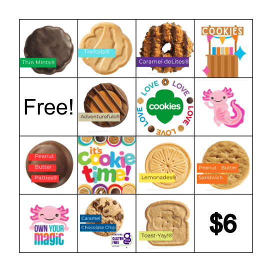 2024 Girl Scout Cookie Bingo Card