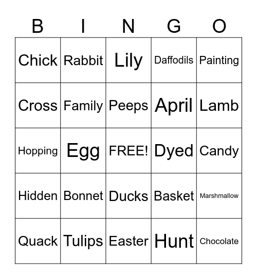 Easter Bingo Card