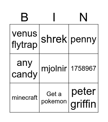 Infinite Crtaft Bingo Card