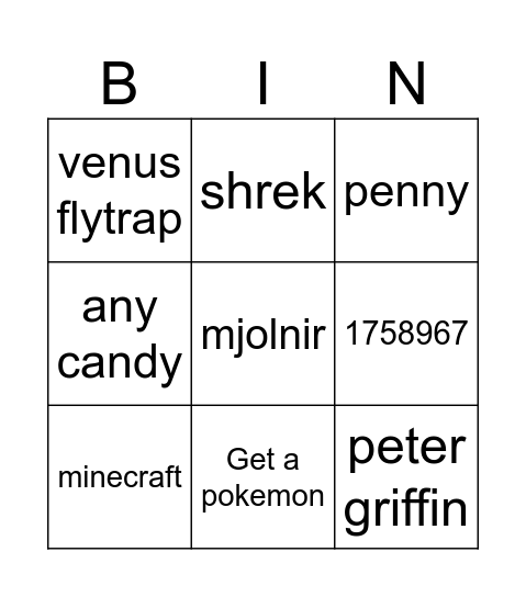 Infinite Crtaft Bingo Card