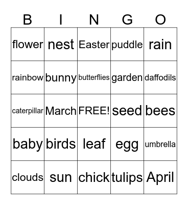 Spring Bingo Card