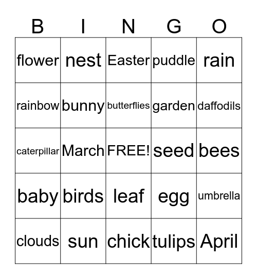 Spring Bingo Card