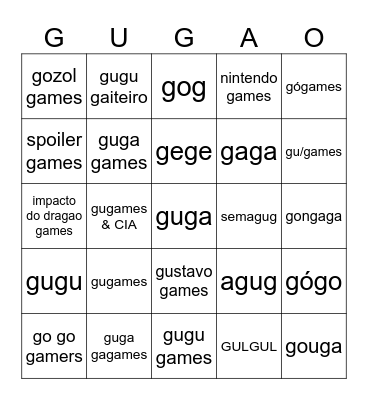 GUGAMES GOZOLA Bingo Card