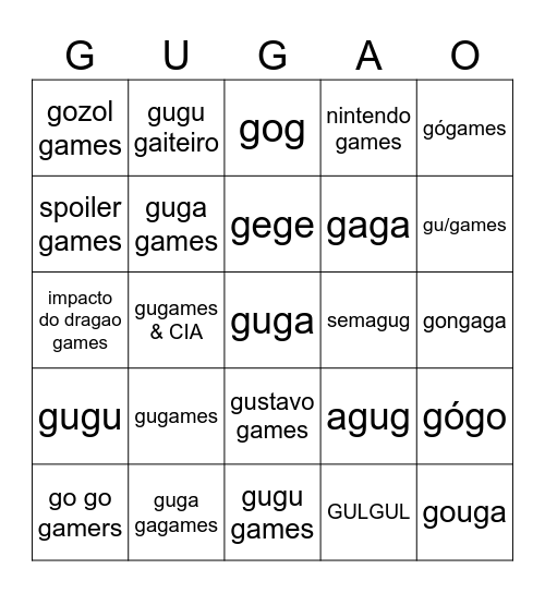GUGAMES GOZOLA Bingo Card