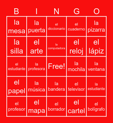 Classroom Bingo Card