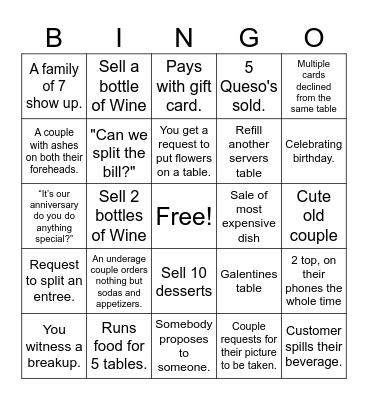 Valentines Bingo Card