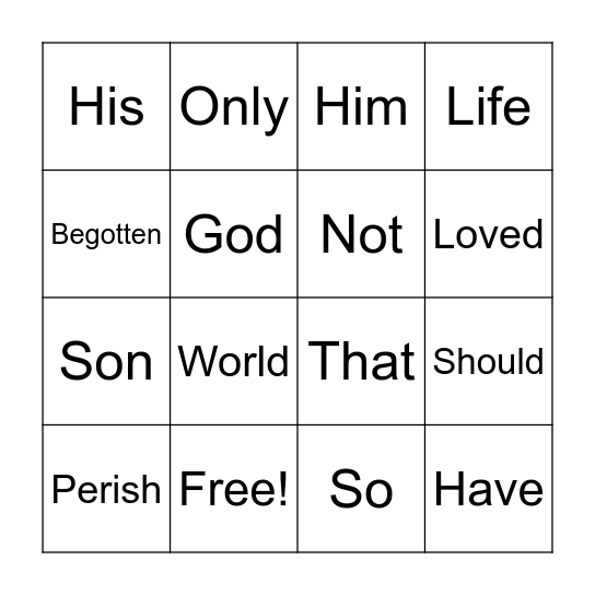 Happy Valentine's Day - John 3:16 Bingo Card