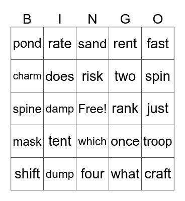 Level 26 Bingo Card