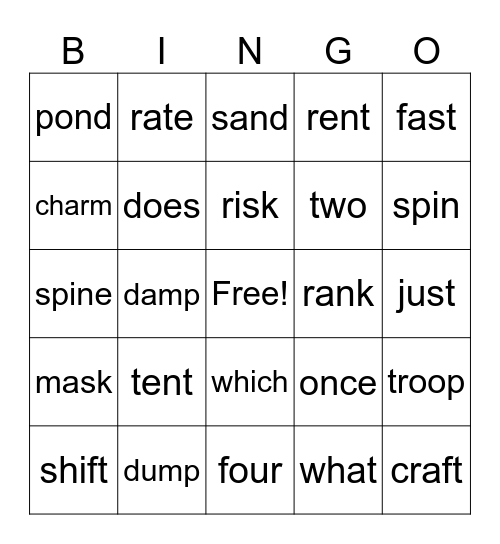 Level 26 Bingo Card