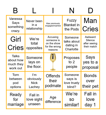 Is Love TRUELY Blind? Bingo Card