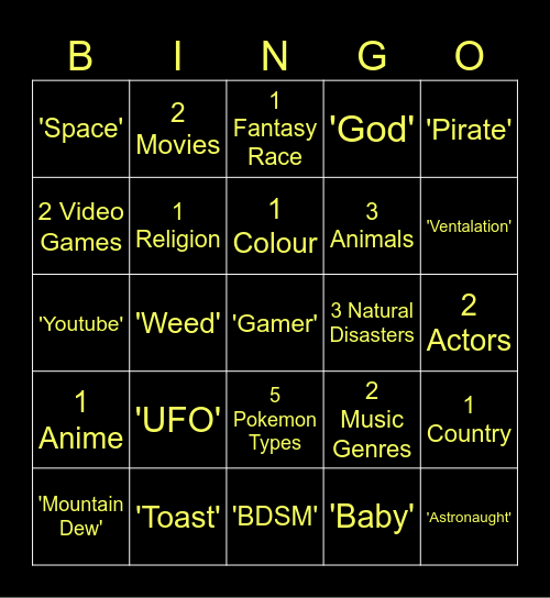 Sykkuno, Toast Infinite Craft Bingo Card