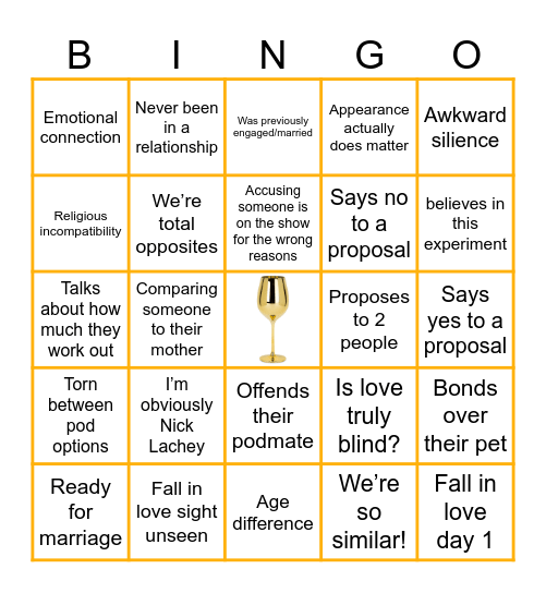 Is love truly blind?! Bingo Card