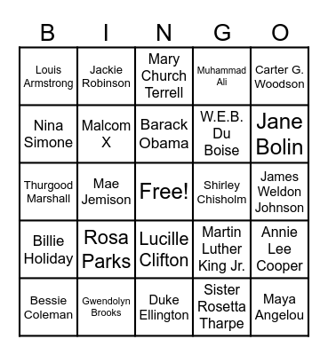 Black History Bingo Card