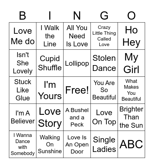 SINGO! Valentine's Day Edition Bingo Card