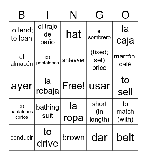 De Compras Bingo Card