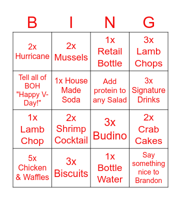 Valentine's Day Bingo Card