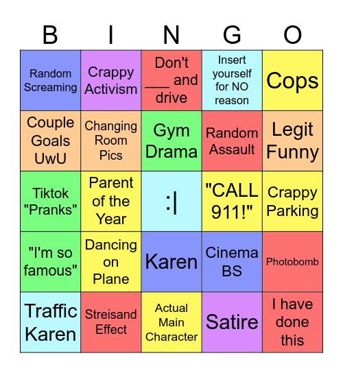 Main Character Bingo Card