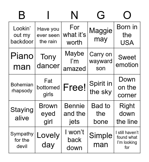 The classics Bingo Card
