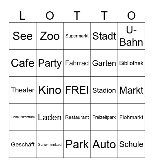 Stadt Bingo Card